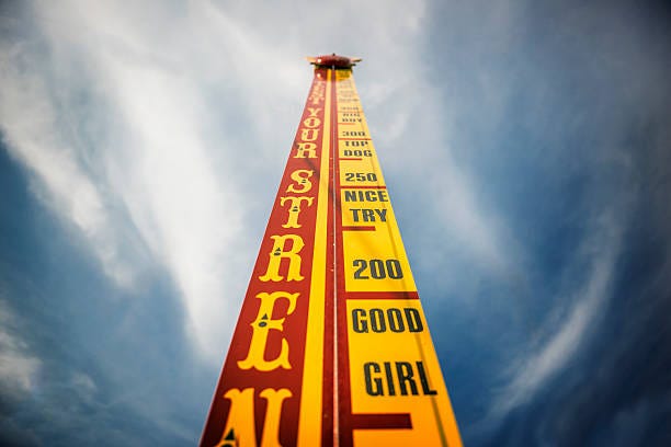 Strongman High Striker Carnival Game Stock Photo - Download Image Now -  Traveling Carnival, Leisure Games, School Carnival - iStock